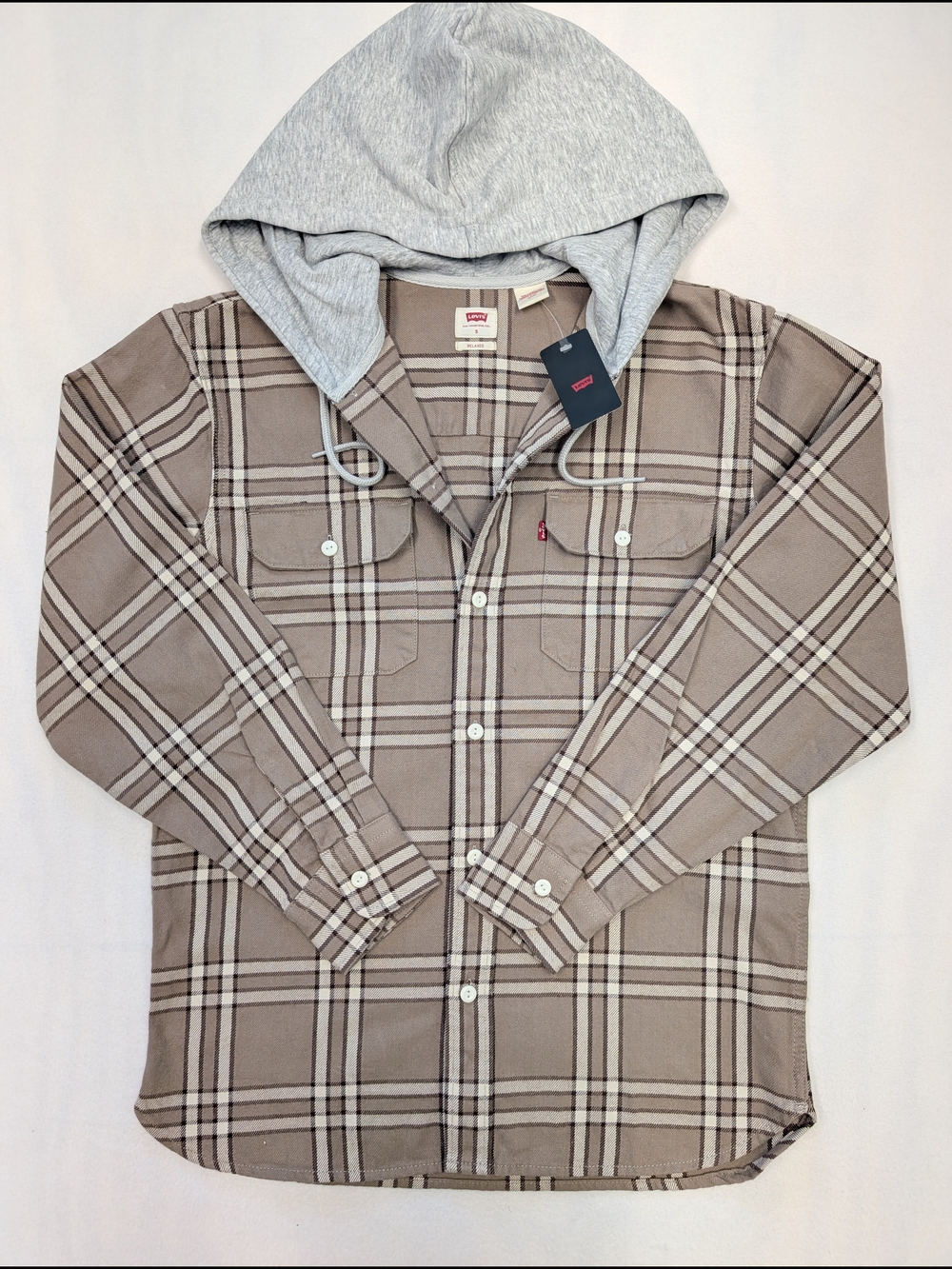 Levi's Reeve Plaid Hooded Flannel Button Down Classic Worker Shirt New